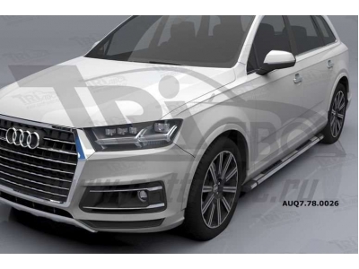 Пороги алюминиевые Emerald silver для Audi Q7 2015-2021