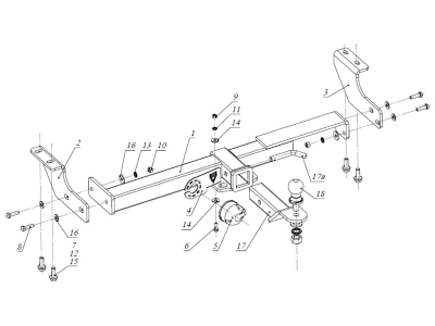 Фаркоп Бизон шар Е съемное крепление под американский квадрат для Toyota Prius 2003-2009